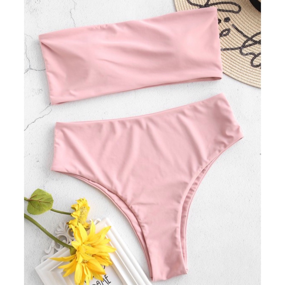 Zaful High Wasted Bandeau Bikini Set